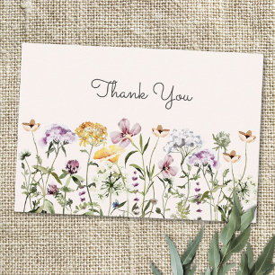 Tarjeta De Agradecimiento Jardín de flores silvestres coloridas de color acu