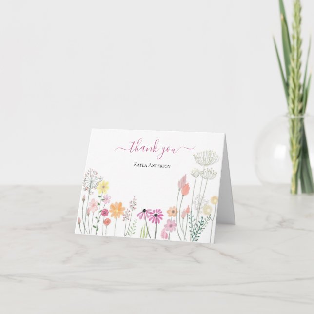 Tarjeta De Agradecimiento Jardín de flores silvestres de primavera | Persona (Anverso)
