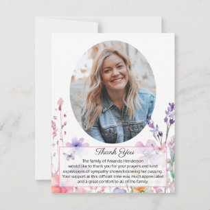 Tarjeta De Agradecimiento Jardín de flores silvestres Foto Funeral Agradecim
