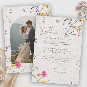 Tarjeta De Agradecimiento Jardín de flores silvestres moderno arco de boda r