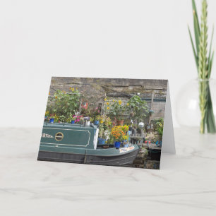 Tarjeta De Agradecimiento Jardín de flores y barco estrecho