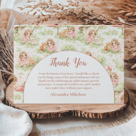 Tarjeta De Agradecimiento Jardín de Hadas Primer Cumpleaños