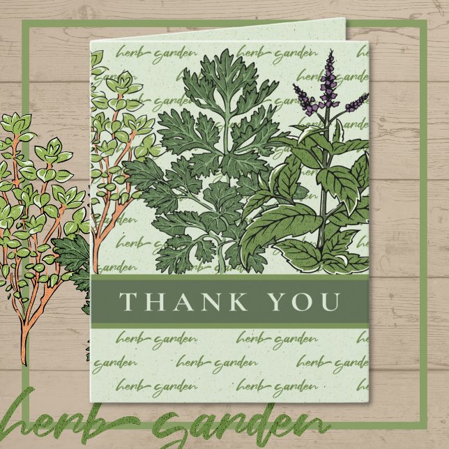 Tarjeta De Agradecimiento Jardín de hierbas Green  (Herb Garden Thank You Card)