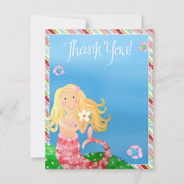 Tarjeta De Agradecimiento Jardín de la sirena - gracias cardar (Anverso)