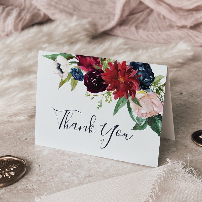 Tarjeta De Agradecimiento Jardín de otoño | Boda doblado de Borgoña (Subido por el creador)