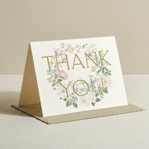 Tarjeta De Agradecimiento Jardín de Pastel Floral Corona Boda Despedida de S