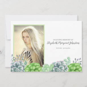 Tarjeta De Agradecimiento Jardín de Suculentas Elegantes En Memoria Funeral