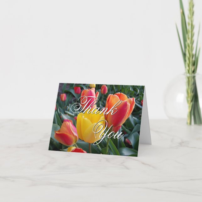 Tarjeta De Agradecimiento Jardín de Tulipanes (Anverso)