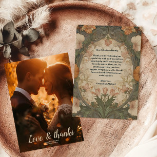 Tarjeta De Agradecimiento Jardín Encantado de Fotos Boda Art Nouveau