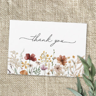 Tarjeta De Agradecimiento Jardín floral de flores silvestres bonitas acuarel