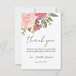 Tarjeta De Agradecimiento Jardín floral rosa, baby shower de primavera