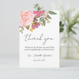 Tarjeta De Agradecimiento Jardín Floral Rosa Baño Nupcial de Primavera