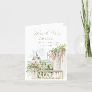 Tarjeta De Agradecimiento Jardín francés romántico Chateau Bridal Shower