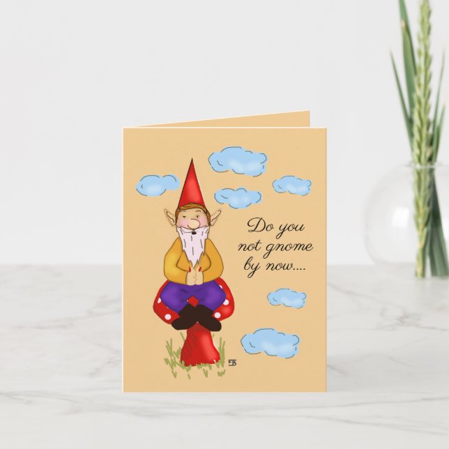 Tarjeta De Agradecimiento Jardín Gnome I Love You Card (Anverso)