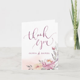 Tarjeta De Agradecimiento jardín romántico acuarela floral caligrafía