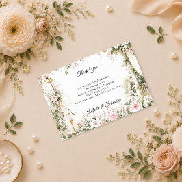 Tarjeta De Agradecimiento Jardín Romántico de Cello Serenidad Boda
