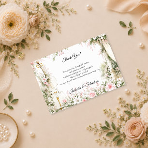 Tarjeta De Agradecimiento Jardín Romántico de Cello Serenidad Boda