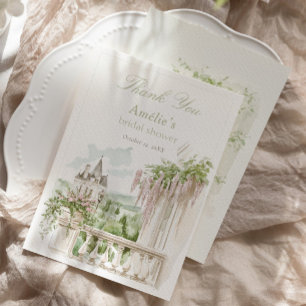 Tarjeta De Agradecimiento Jardín romántico francés Château Desayuno nupcial 