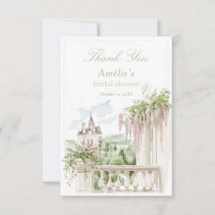Tarjeta De Agradecimiento Jardín romántico francés Château Desayuno nupcial