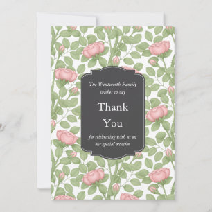 Tarjeta De Agradecimiento Jardín Rosa encantado Blanco