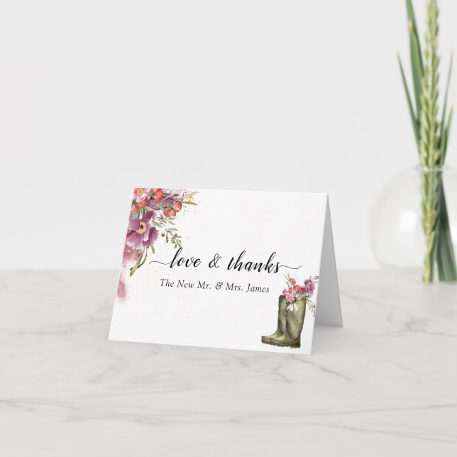 Tarjeta De Agradecimiento Jardín Secreto | Confeti Dorado Floral Elegante  (Anverso)