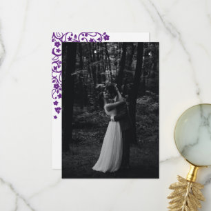 Tarjeta De Agradecimiento Jardín Secreto Floral Púrpura Aves Foto Boda
