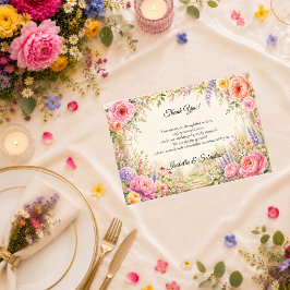 Tarjeta De Agradecimiento Jardín Secreto Romántico Floración Boda