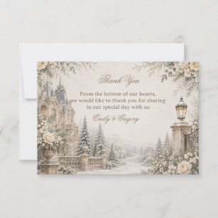 Tarjeta De Agradecimiento Jardín sereno de la mansión invernal elegante