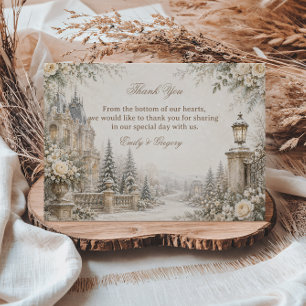 Tarjeta De Agradecimiento Jardín sereno de la mansión invernal elegante