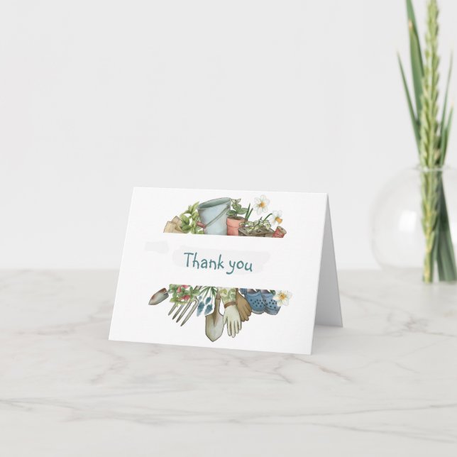 Tarjeta De Agradecimiento Jardinería plantas de ayuda gracias (Anverso)
