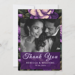 Tarjeta De Agradecimiento Jardines de Gardenias Moradas de Moda Acentúan Bod