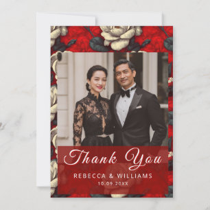 Tarjeta De Agradecimiento Jardines de Gardenias Rojas Dichosas Brillan Bodas