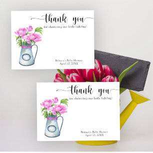 Tarjeta De Agradecimiento Jarra de flores en acuarela gracias baby shower