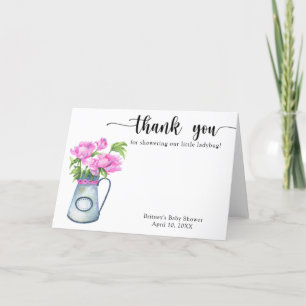 Tarjeta De Agradecimiento Jarra de flores en acuarela para baby shower graci