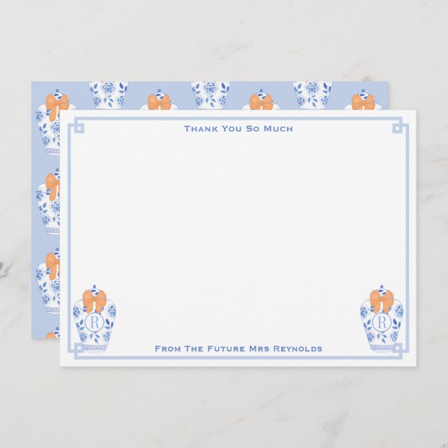 Tarjeta De Agradecimiento Jarra de novia con monograma de otoño Ginger Showe (Anverso / Reverso)