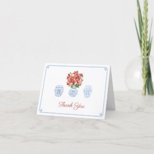 Tarjeta De Agradecimiento Jarras de jengibre clásicas de poinsettia Cumpleañ
