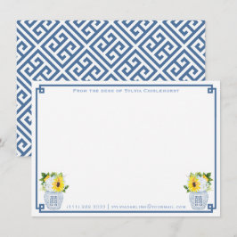 Tarjeta De Agradecimiento Jarrón de jengibre Chic Chinoiserie con girasoles 
