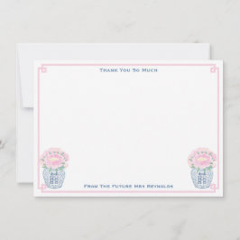 Tarjeta De Agradecimiento Jarrón de jengibre de hermosas peonías rosadas par