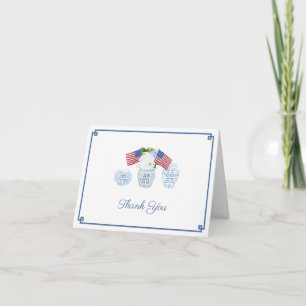 Tarjeta De Agradecimiento Jarrón Elegante Ginger Rojo Blanco Azul Todo Ameri
