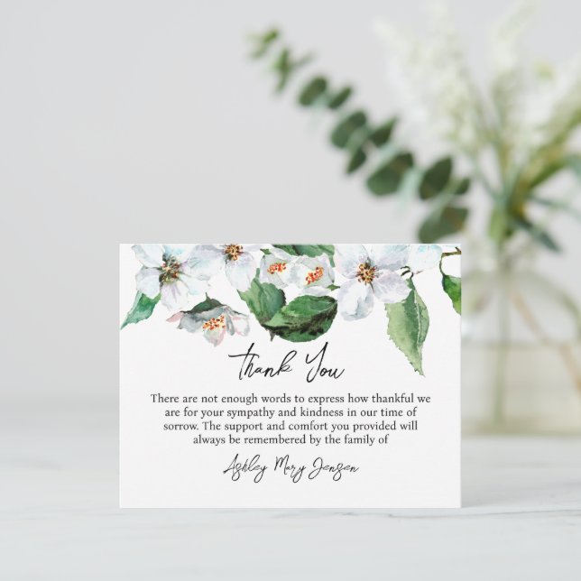 Tarjeta De Agradecimiento Jasmine Funeral Thank You Card Bereavement (Anverso de pie)