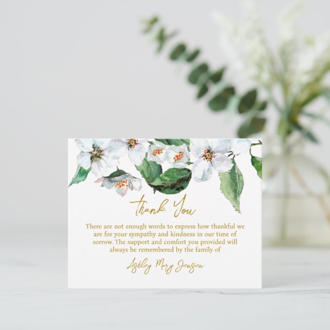 Tarjeta De Agradecimiento Jasmine Funeral Thank You Card Bereavement (Anverso de pie)