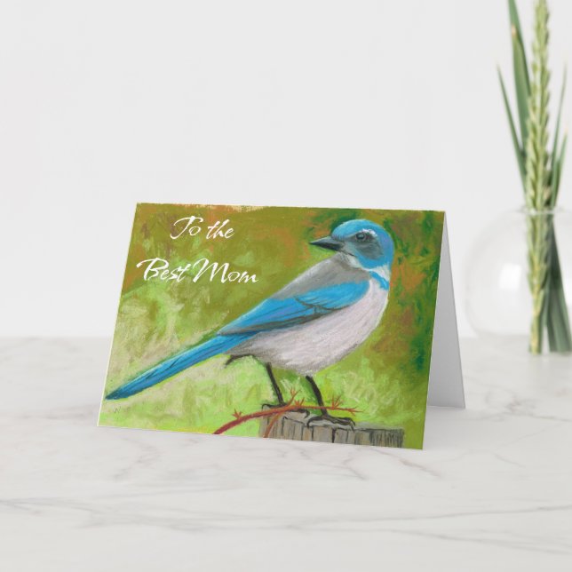 Tarjeta De Agradecimiento Jay azul de la carta del día de la madre (Anverso)