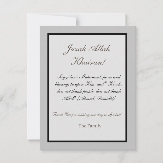 Tarjeta de agradecimiento - Jazak Allah Khair (Anverso)