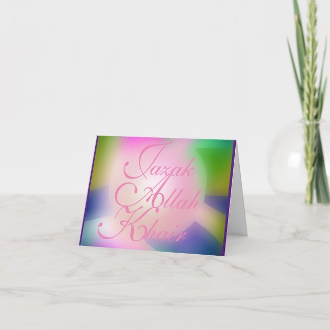 Tarjeta De Agradecimiento Jazak-Allah-Khair Islámico (Anverso)