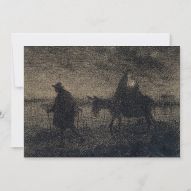 Tarjeta De Agradecimiento Jean-Francois Millet - El Vuelo A Egipto (Anverso)