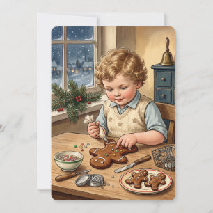 Tarjeta De Agradecimiento Jengibre Navideño Nostálgico Vacacional Antiguo