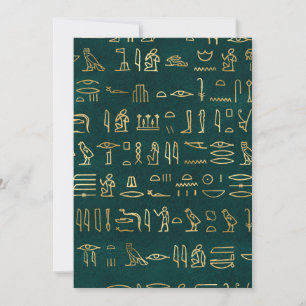 Tarjeta De Agradecimiento Jeroglíficos Egipcios Dorado Verde Antiguo Egipto