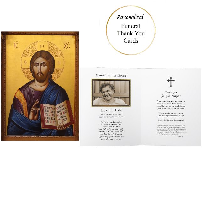 Tarjeta De Agradecimiento Jesucristo sostiene el funeral del icono de los Ev (Subido por el creador)