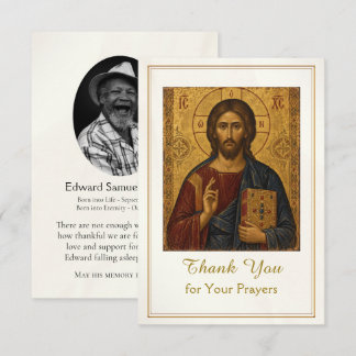 Tarjeta De Agradecimiento Jesucristo y los Evangelios Funeral Ortodoxo