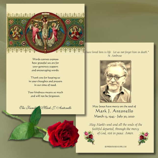Tarjeta De Agradecimiento Jesús Angels Sympathy Funeral Católico (Subido por el creador)
